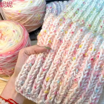 【臺灣熱銷】彩虹糖漸變圍巾diy材料包手工編織圍巾送女朋友閨蜜男友禮物混線