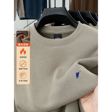 【奧萊品牌折扣】保羅衛衣男圓領優質棉加絨秋冬季長袖T恤打底衫