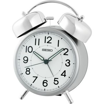 SEIKO 日本精工 響鈴 大聲公 滑動式秒針 貪睡 鬧鐘(QHK063S)銀15.2X12.2cm