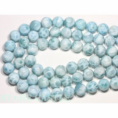 石流通センター 丸ビーズ ラリマー (5A) 12mm (ブレスレット約1本分) 天然石 パワーストーン