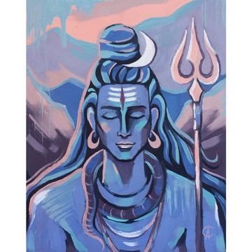 湿婆神灵绘画原创艺术瑜伽壁饰冥想艺术品
