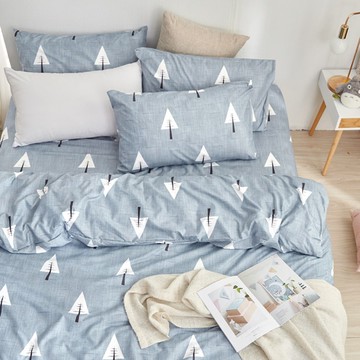 床包枕套組-雙人加大 / 舒柔棉三件式 / 白樺秘境