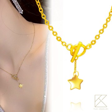 【快速出貨】【TLH】黃金墜OT項鍊 純金999 釦出幸福 約重0.03錢±0.01 (生日(魔羯座) 情人節  希望 幸運 祝福)