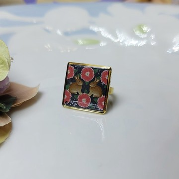 小雪 節氣花磚 手作 戒指 徽章 別針