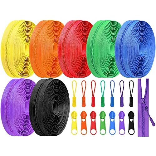 35 Yards Pieces Assorted Colors Nylon Coil Zippers Mixed Sewing Zippers w