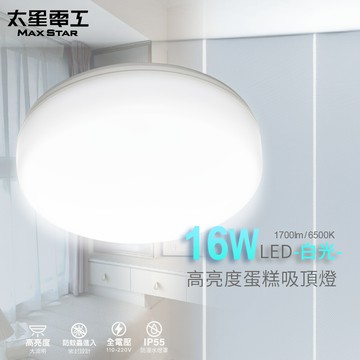 太星電工led高亮度蛋糕吸頂燈16w/(白光/自然光/黃光) whb916