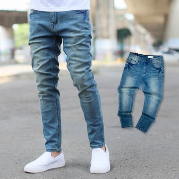 【NB1536J】韓國製微刷色全素面無破合身版牛仔褲(LE-HB157)