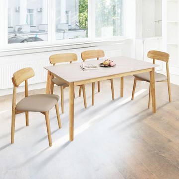 【Homelike】 喜家居岩板餐桌椅組(一桌四椅)(2313-31)