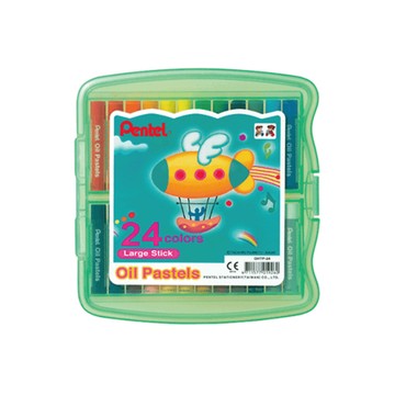 【Pentel 飛龍】24色特大粉蠟筆PP盒 /盒 GHTP-24