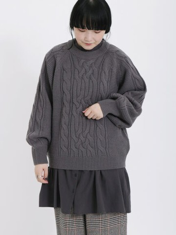 泡泡袖麻花針織上衣(FL37L2C0680) - Samansa Mos2