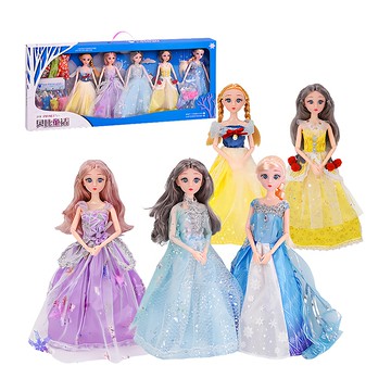 冰雪魔法公主娃娃 Set 5件 精緻細膩 靈活關節設計 附8套小禮服  顏色隨機  1組