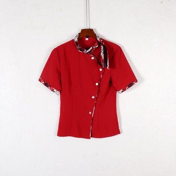 女裝修身百搭短袖單排扣襯衫上衣服系帶顯瘦潮時尚