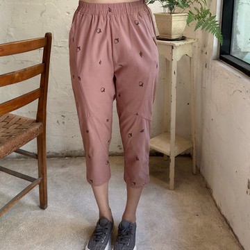 Hana Mokuba 鬆緊腰滿版趣味休閒七分褲