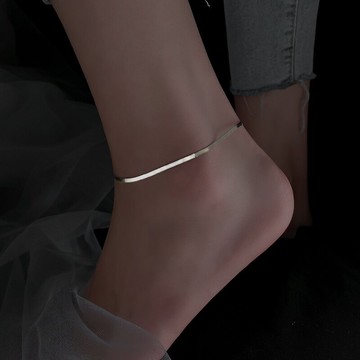 925純銀蛇骨腳鏈女夏年新款潮網紅ins冷淡風性感異域腳飾足鏈