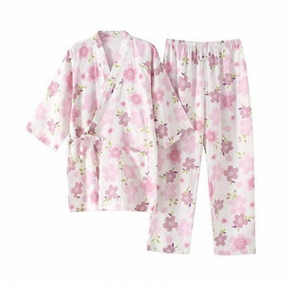 Sisoftly シソフトリー レディース 甚平 かわいい花柄 ガーセ 100 綿 パジャマセット 五分袖 前開き 春夏用 無地 作務衣 女性の しじら織り 2点セット浴衣 M 通販 Lineポイント最大get Lineショッピング