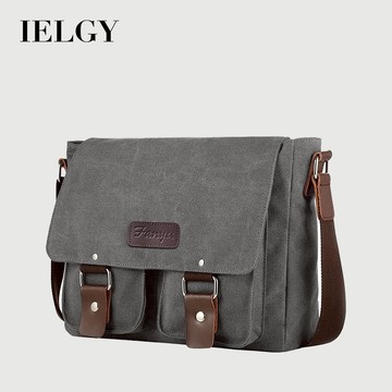 IELGY 男士戶外橫式郵差包帆布
