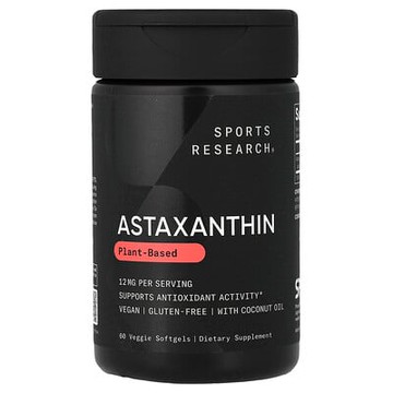 Sports Research, 蝦青素，12 毫克，60 粒素食軟凝膠