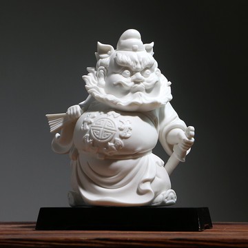 禪意中式陶瓷擺件工藝品天師鐘馗賜福白瓷人物鎮宅可愛佛像鎮宅