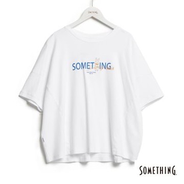 SOMETHING 女裝 郵戳兔寬短版短袖T恤-白色