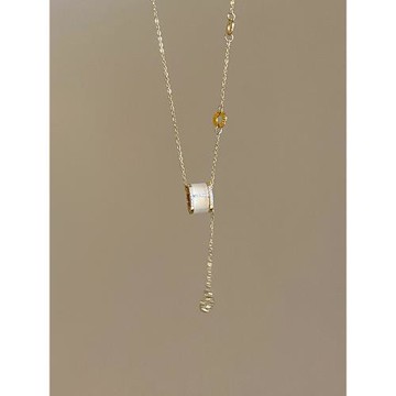 貓眼石小蠻腰項鏈女款2025新款流蘇鎖骨鏈鈦鋼項鏈輕奢小眾首飾品