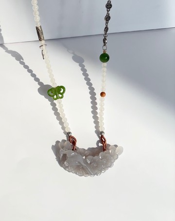 天然青海料和田玉煙紫玉吊墜項鏈毛衣鏈喜上眉梢平安喜樂項鏈玉墜