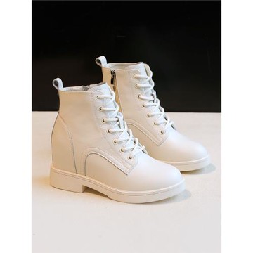 真皮短靴2024新款春秋內增高馬丁靴女英倫百搭增高顯瘦小個子單靴