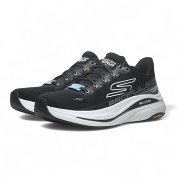 SKECHERS 慢跑鞋 GO RUN MAX CUSHIONING 黑白 固特異 男 220509BKW