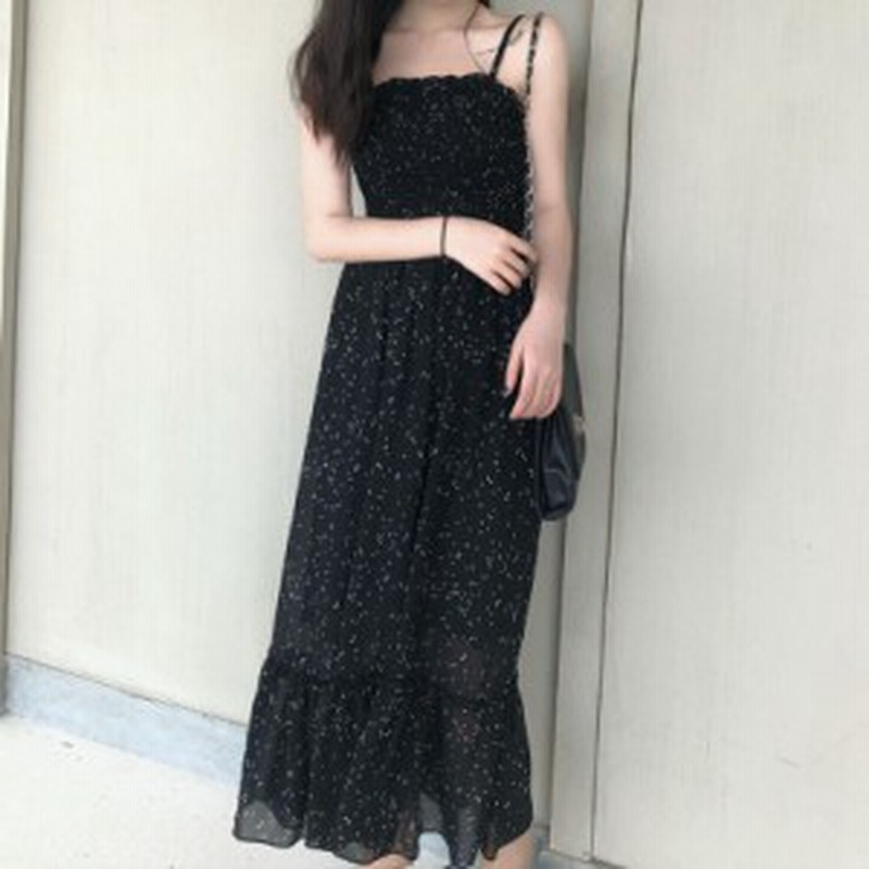 ロングワンピース レディース ワンピース ノースリーブ 胸元シャーリング シフォン ドット キャミワンピース デート リゾート 通販 Lineポイント最大1 0 Get Lineショッピング
