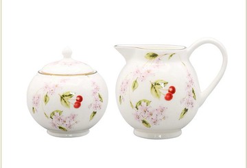 英國Aynsley 櫻花盛開系列 骨瓷糖奶罐組