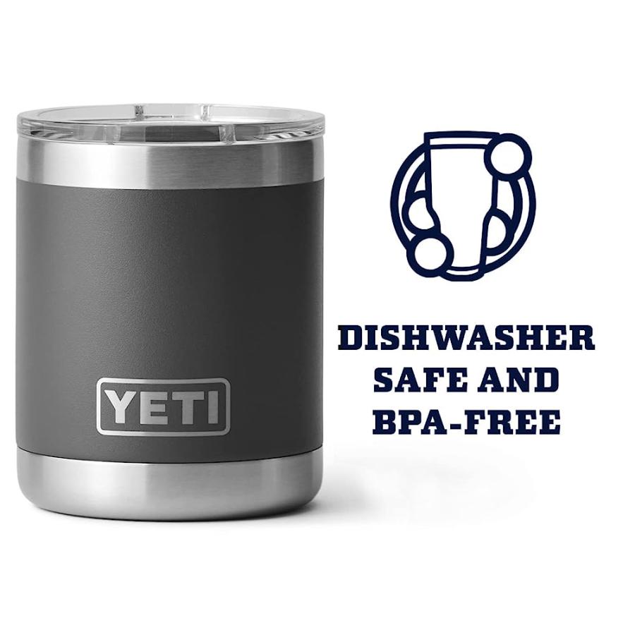 YETI RAMBLER 10 OZ LOWBALL, VACUUM INSULATED, STAINLESS STEEL WITH MAGSLIDER LID, CHARCOAL