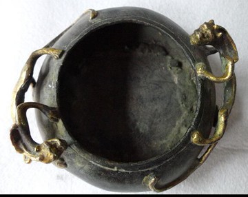 古玩董收藏老銅香爐蟠龍香薰爐筆洗 熏香爐圓形1入