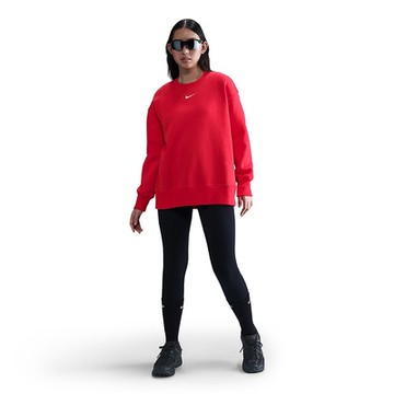 NIKE 長袖上衣 女 大學T 寬鬆版型 磨毛 AS W NSW PHNX FLC OS LONG CRE 紅 FZ4271-657