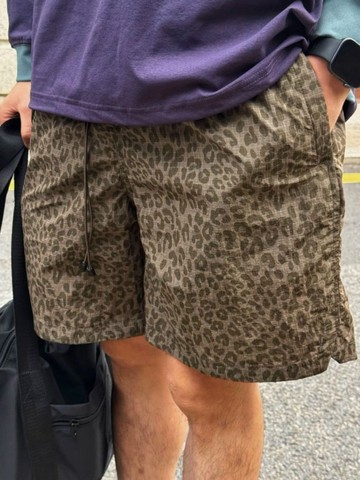 豹紋機能速乾 防潑水豹紋短褲 休閒短褲 運動 短褲 抗皺 海灘褲 男女生可搭 Y2077