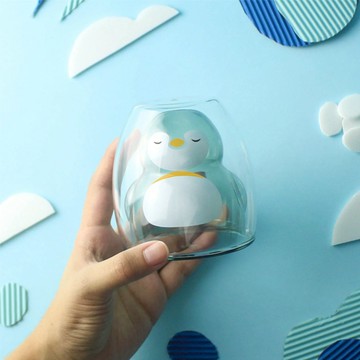 【Simple Zone】好玻 GOODGLAS-企鵝雙層玻璃杯-透黑