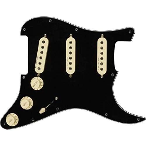 フェンダーギターパーツ Pre-Wired Strat Pickguard, Hot Noiseless SSS, Black 11 Hole PG