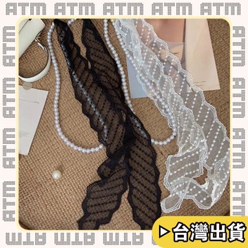 🔥臺灣出貨🔥可開發票✅輕飾時光2025氛圍感白色蕾絲小長條項鍊絲巾女百搭系脖子領巾春夏圍巾腰帶