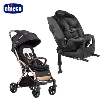 chicco官方直營-Goody Primo魔術瞬收手推車(璀璨金)+Bi-Seat 全能i-size安全汽座Air版