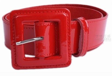 女士腰帶時尚亮漆皮連衣裙t寬腰帶春夏紅色時尚不勾衣腰封真皮皮