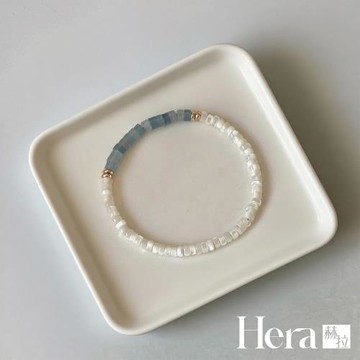 【HERA 赫拉】海藍寶白蝶貝14K包金手鍊 H115010708