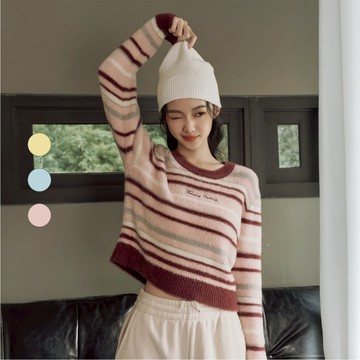 50% Fifty Percent｜仿貂毛條文刺繡毛衣｜02582521007