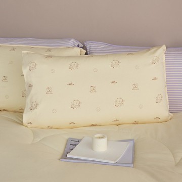 LINE FRIENDS | 好友地球印花信封式枕套1入-鵝絨黃