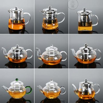 高硼硅玻璃茶壺家用功夫茶具耐高溫304不銹鋼濾網玻璃過濾泡茶壺