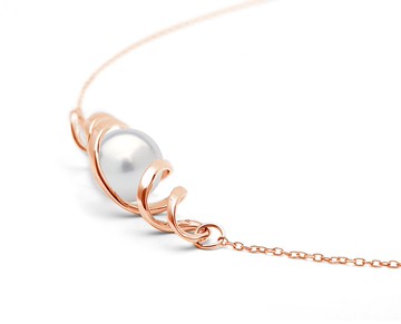 DNA珍珠項鍊 4月誕生石時尚玫瑰金吊墜 簡約925純銀抽象螺旋墜子
