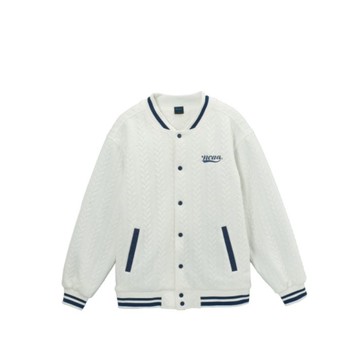 NCAA 外套 白海軍藍 麻花編織 刺繡 落肩 棒球外套 中性 7455140100