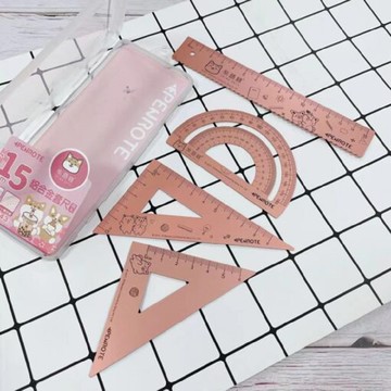 【龍品文創】筆樂 DTD5043柴語錄4入鋁合金套尺-粉紅