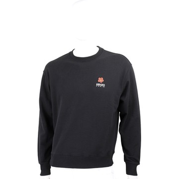 KENZO BOKE FLOWER 扶桑花補丁刺繡字母黑色純棉運動衫 大學T(男/女款)