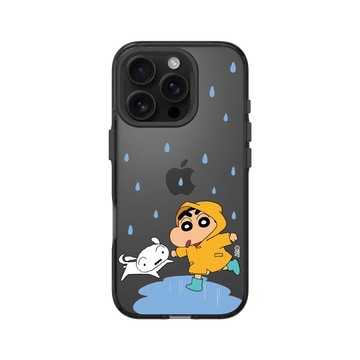 iPhone 16 Pro Clear 酷墨灰 - 蠟筆小新 Crayon Shinchan - 小新小白雨天散步