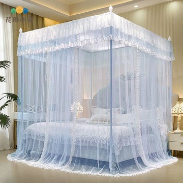 免運 蚊帳 睡簾 加厚遮光 加密蚊帳 花邊蕾絲2025家用新款落地開門公主宮廷加粗加厚支架臥室 可開發票 全館八折 工廠現貨直銷 新品特價 h1097