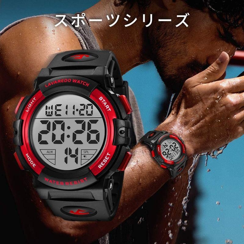 L LAVAREDO 腕時計 メンズ デジタル 50メートル防水 日付 曜日 アラーム LED表示 多機能付き スポーツウォッチ おしゃれ |  LINEショッピング