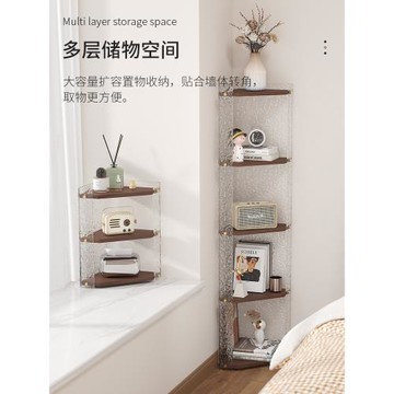書架落地置物架亞克力書柜收納簡易三角多層展示靠墻儲物轉角柜子